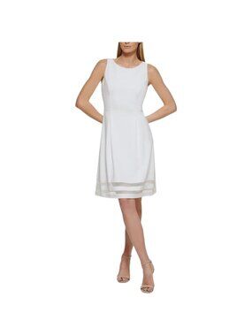Tommy Hilfiger NWT $109 Women's Ivory Illusion A-Line Dress, Sleeveless Size 10
